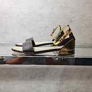 LV COWHIDE LEATHER SANDALS BLACK & GOLD  005 - 4
