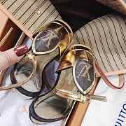 LV COWHIDE LEATHER SANDALS BLACK & GOLD  005 - 6