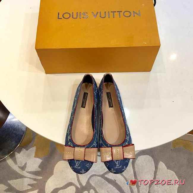 LV FLAT CANVAS SHOES BLUE & BLACK 003 - 1