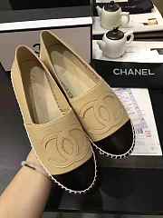CHANEL ESPADRILLES BEIGE & BLACK FLAT C-01 - 2