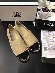 CHANEL ESPADRILLES BEIGE & BLACK FLAT C-01 - 5