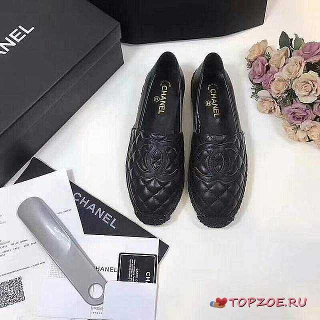 CHANEL LAMBSKIN FLAT BLACK C-01 - 1