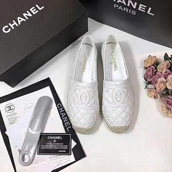 CHANEL LAMBSKIN FLAT WHITE C-01