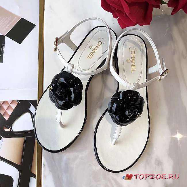 CHANEL CAMELLIA SANDALS WHITE C-02 - 1