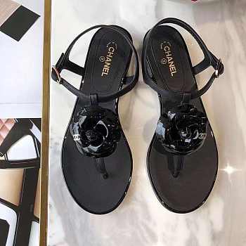 CHANEL CAMELLIA SANDALS BLACK C-02