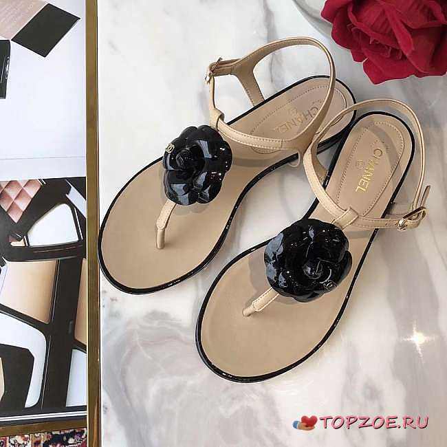 CHANEL CAMELLIA SANDALS BEIGE C-02 - 1