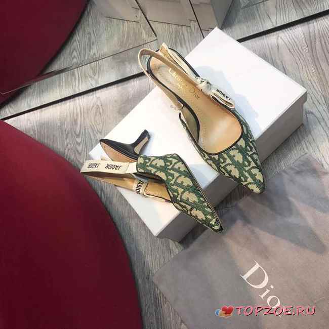 DIOR 19SS CD GREEN MID HEEL D-10 - 1