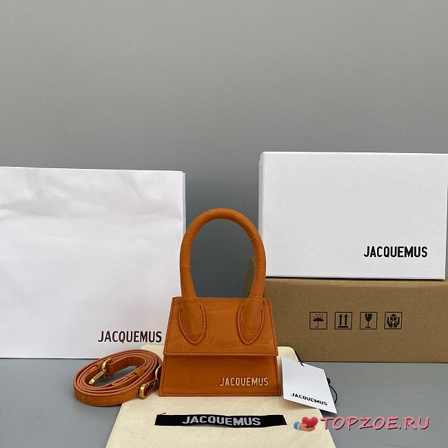 JACQUEMUS CHIQUITO CROCODILE PATTERN CARAMEL 213BA01 SIZE 12 CM - 1
