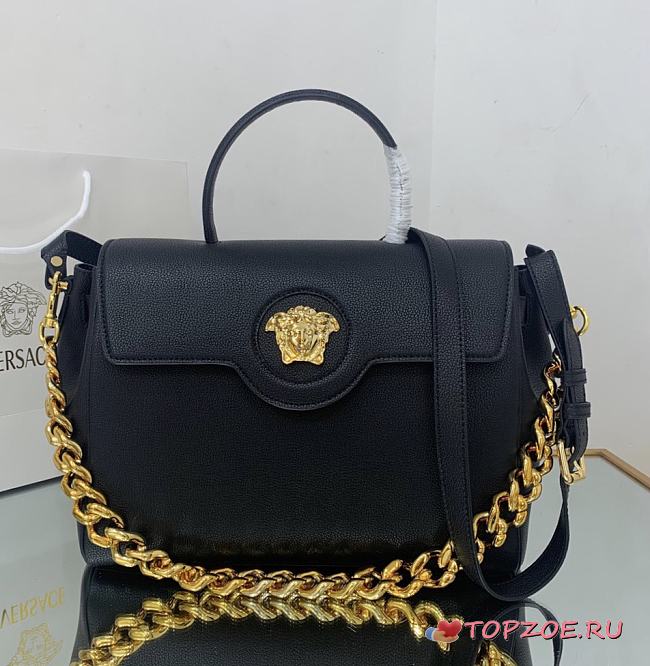 VERSACE LA MEDUSA LARGE HANDBAG BLACK & GOLD-TONE HARDWARE DBFI038 SIZE 35 CM - 1