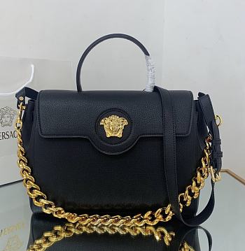 VERSACE LA MEDUSA LARGE HANDBAG BLACK & GOLD-TONE HARDWARE DBFI038 SIZE 35 CM