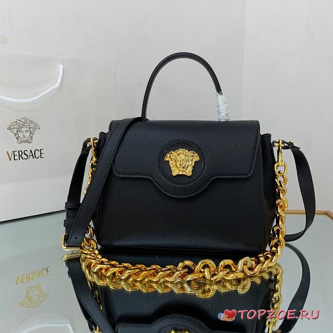 VERSACE LA MEDUSA MEDIUM HANDBAG BLACK & GOLD-TONE HARDWARE DBFI039 SIZE 25 CM - 1