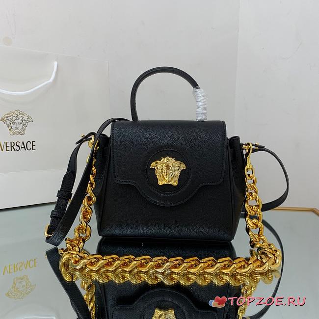 VERSACE LA MEDUSA SMALL HANDBAG BLACK & GOLD-TONE HARDWARE DBFI040 SIZE 20 CM - 1