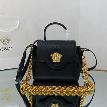 VERSACE LA MEDUSA SMALL HANDBAG BLACK & GOLD-TONE HARDWARE DBFI040 SIZE 20 CM