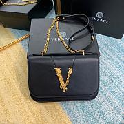 VERSACE VIRTUS CALFSKIN SHOULDER BAG BLACK DBFG985 SIZE 24 CM - 1