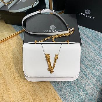 VERSACE VIRTUS CALFSKIN SHOULDER BAG WHITE DBFG985 SIZE 24 CM
