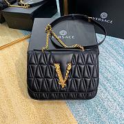 VERSACE VIRTUS LAMPSKIN SHOULDER BAG BLACK DBFG985 SIZE 24 CM - 1