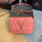 VERSACE VIRTUS LAMPSKIN SHOULDER BAG PINK DBFG985 SIZE 24 CM - 1