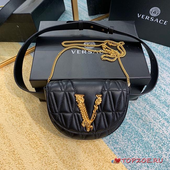 VERSACE VIRTUS QUILTED BELT BAG BLACK DV3G984 SIZE 18 CM - 1