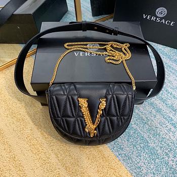 VERSACE VIRTUS QUILTED BELT BAG BLACK DV3G984 SIZE 18 CM