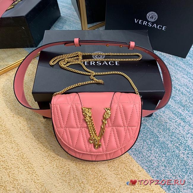 VERSACE VIRTUS QUILTED BELT BAG PINK DV3G984 SIZE 18 CM - 1