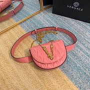 VERSACE VIRTUS QUILTED BELT BAG PINK DV3G984 SIZE 18 CM - 5