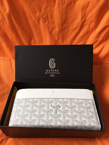 GOYARD ZIPPY LONG WALLET WHITE SIZE 19 CM