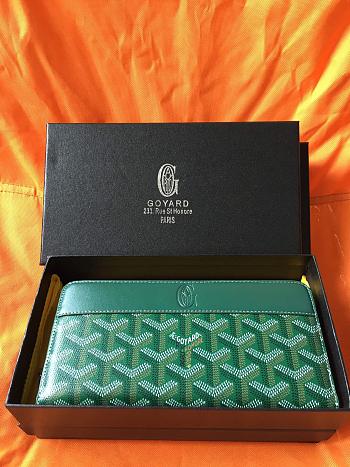 GOYARD ZIPPY LONG WALLET GREEN SIZE 19 CM