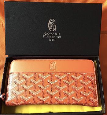 GOYARD ZIPPY LONG WALLET ORANGE SIZE 19 CM