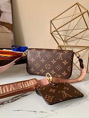 LV FÉLICIE KHAKI GREEN ROSE BEIGE STRAP & GO M80091 17 CM - 6