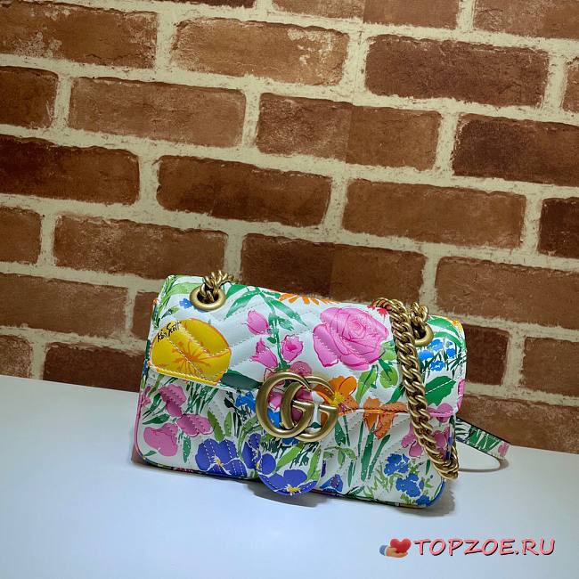 GUCCI GG MARMONT SMALL MATELASSÉ WHITE COLORFUL ‎443497 SIZE 26 CM - 1