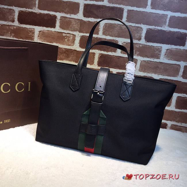 GUCCI BLACK TECHNO CANVAS TOTE BAG 337070 SIZE 37 CM - 1