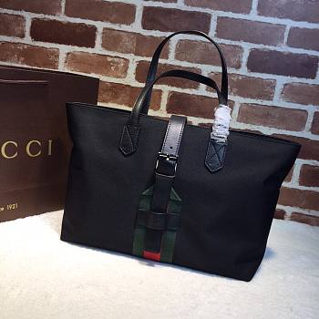 GUCCI BLACK TECHNO CANVAS TOTE BAG 337070 SIZE 37 CM