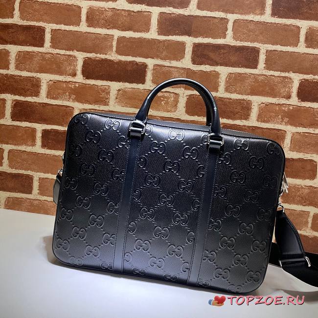 GG EMBOSSED BRIEFCASE BLACK 658573 SIZE 40 CM - 1