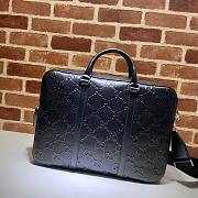 GG EMBOSSED BRIEFCASE BLACK 658573 SIZE 40 CM - 1