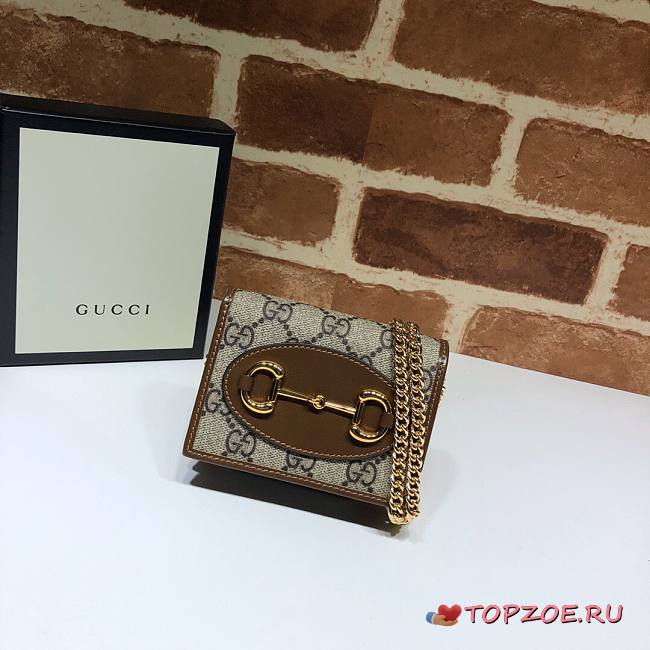 GUCCI 1955 HORSEBIT SMALL WALLET WITH CHAIN 623180 SIZE 11 CM - 1
