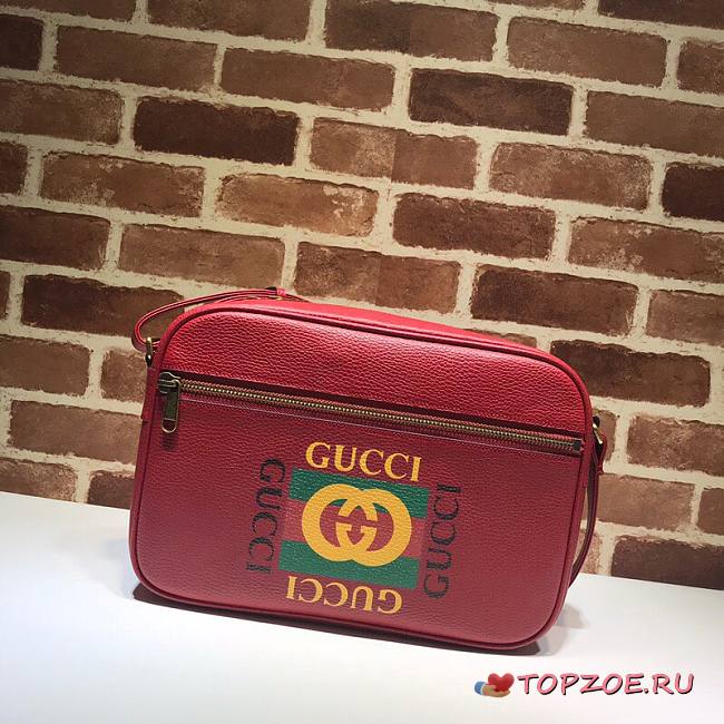 GUCCI PRINT MESSENGER SHOULDER BAG RED 523589 SIZE 33.5 CM - 1