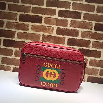 GUCCI PRINT MESSENGER SHOULDER BAG RED 523589 SIZE 33.5 CM
