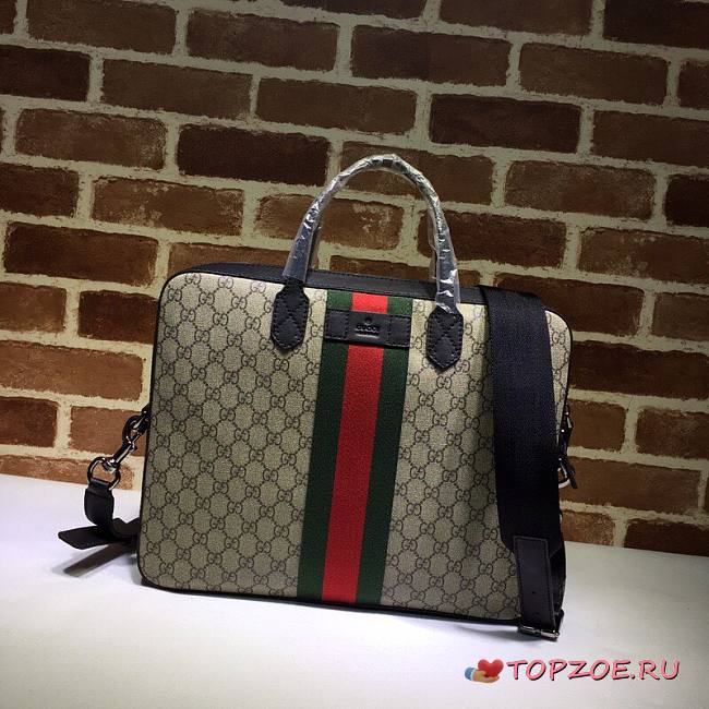 GUCCI GG SUPREME BRIEFCASE BLACK 387102 SIZE 37 CM - 1