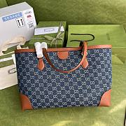 GUCCI OPHIDIA GG JACQUARD DENIM MEDIUM TOTE 631685 SIZE 38 CM - 3