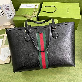 GUCCI OPHIDIA GG GRAIN LEATHER MEDIUM TOTE BLACK 631685 SIZE 38 CM