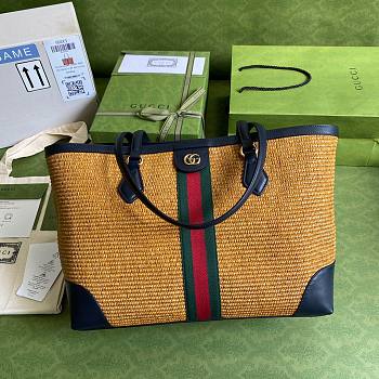 GUCCI OPHIDIA GG WOVEN STRAW MEDIUM TOTE 631685 SIZE 38 CM