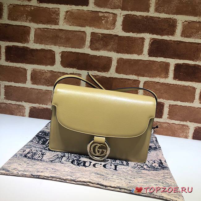 GUCCI GG RING SHOULDER BAG APRICOT LEATHER 589474 SIZE 24 CM - 1