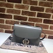 GUCCI GG RING SHOULDER BAG GRAY LEATHER 589474 SIZE 24 CM - 1