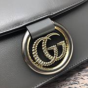 GUCCI GG RING SHOULDER BAG GRAY LEATHER 589474 SIZE 24 CM - 3