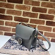 GUCCI GG RING SHOULDER BAG GRAY LEATHER 589474 SIZE 24 CM - 2