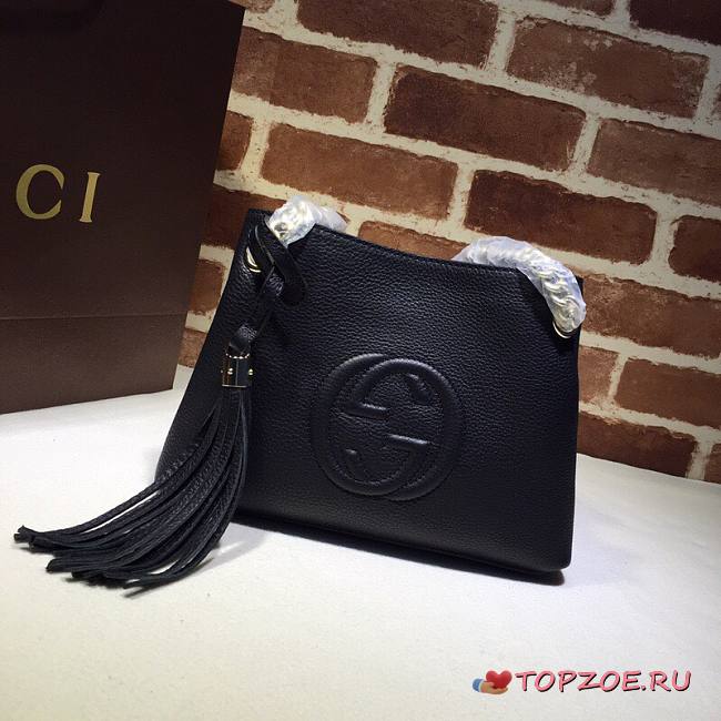 GUCCI SOHO CHAIN TASSEL SMALL SHOULDER BAG BLACK 387043 SIZE 25 CM - 1