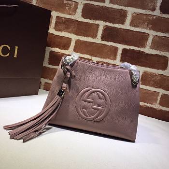 GUCCI SOHO CHAIN TASSEL SMALL SHOULDER BAG DUSTY PINK 387043 SIZE 25 CM