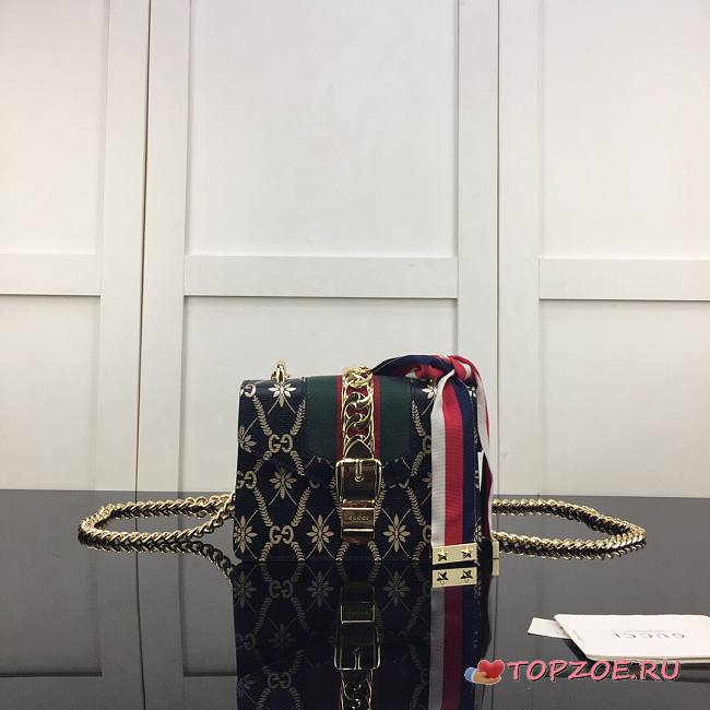 GUCCI SYLVIE MINI CHAIN BAG BLACK 431666 SIZE 19 CM - 1