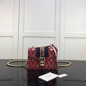 GUCCI SYLVIE MINI CHAIN BAG RED 431666 SIZE 19 CM