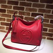 GUCCI SOHO CHAIN TASSEL SHOULDER BAG RED 408825 SIZE 35 CM - 1